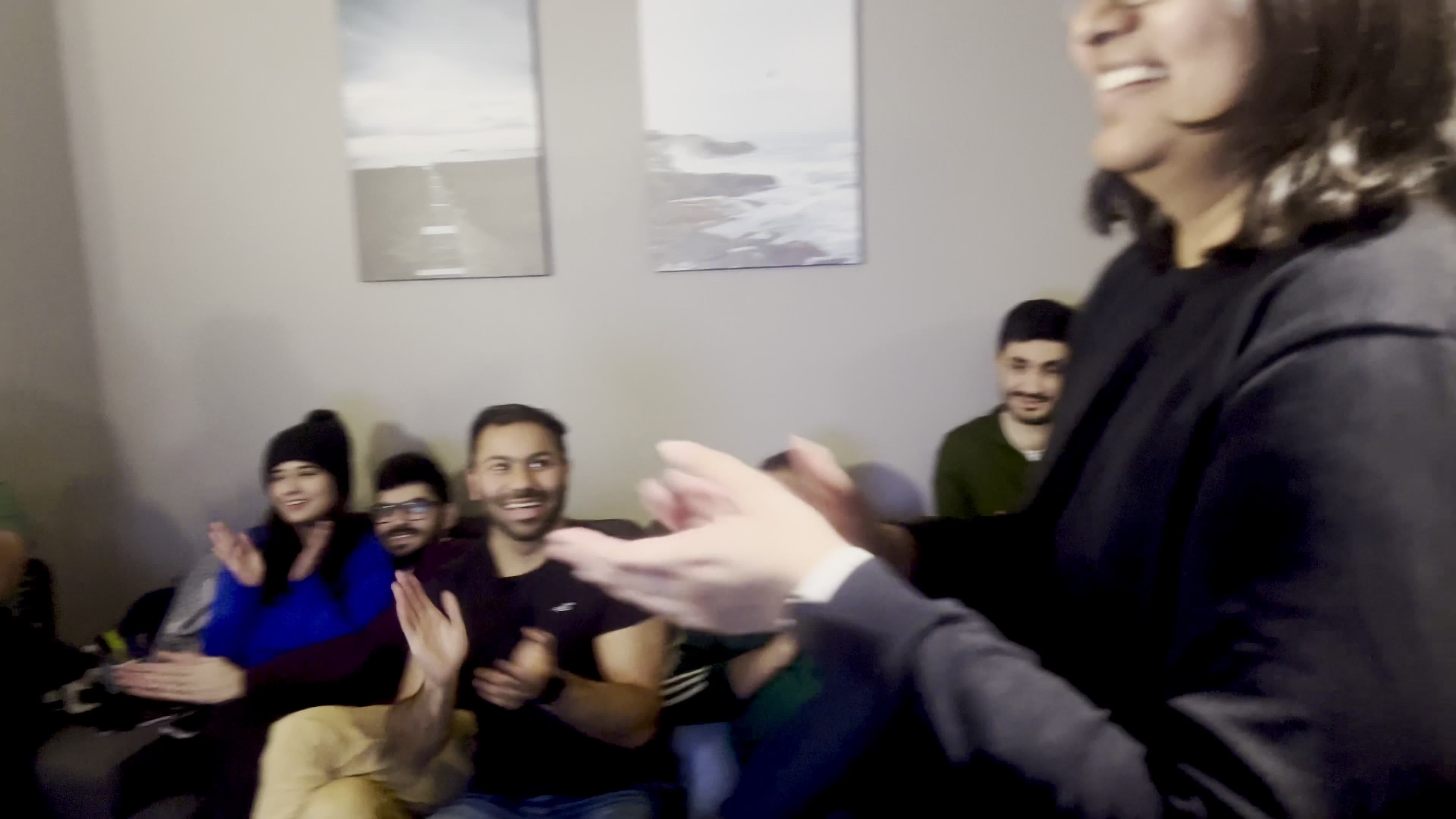 All teams celebrating together after completing the hunt